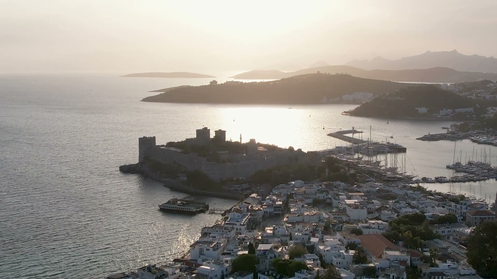 Bodrum coastline and marina from the air